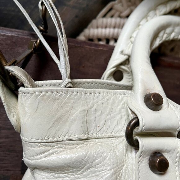 Authentic BALENCIAGA The First Hand Bag Ivory Leather 2005 Awesome - Picture 7 of 16